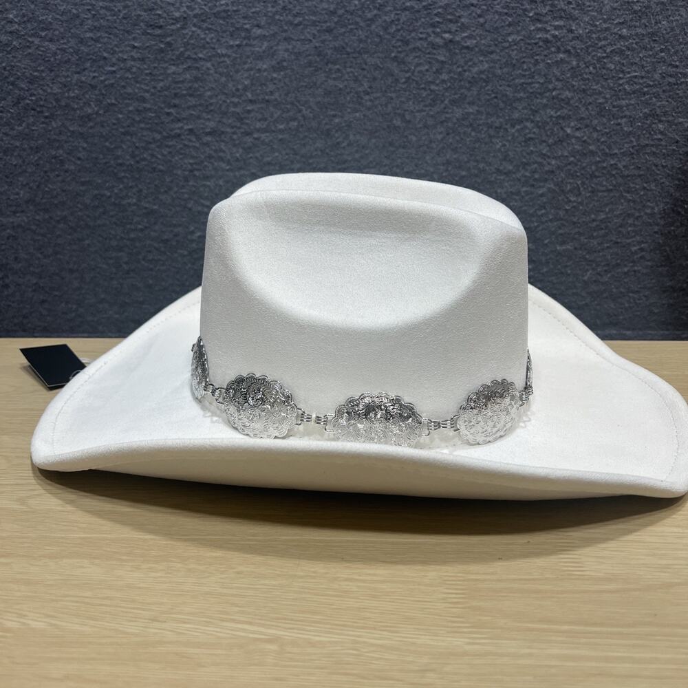 Illuma Metal Concho Western White Hat New - Picture 6 of 12